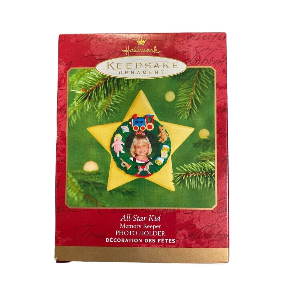 Hallmark Keepsake All-Star Kid Photo Holder Christmas Holiday‎ Ornament 2001